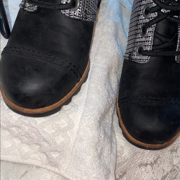 Sorel Women's Black and White Lace-Up Boots - Picture 3 of 11